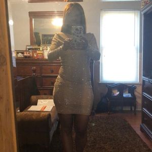 Dazzled rhinestone mini dress long sleeved